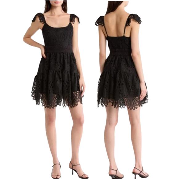 Ramy Brook Charlotte Lace Eyelet Mini Dress Party Cocktail Embroidered Summer S - Picture 1 of 12